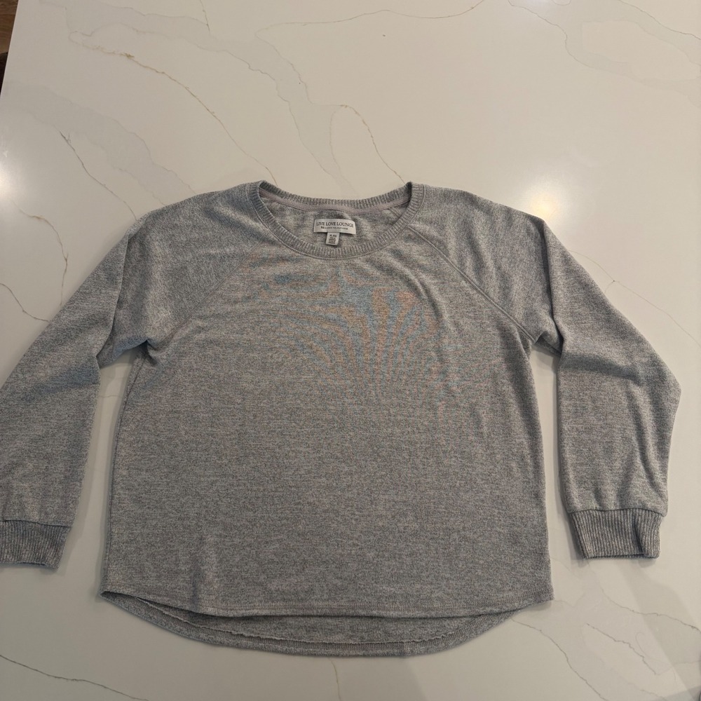 Live Love Lounge‎ by Karen Neuberger Gray Heathered Crewneck Raglan Sleeve XL/EG